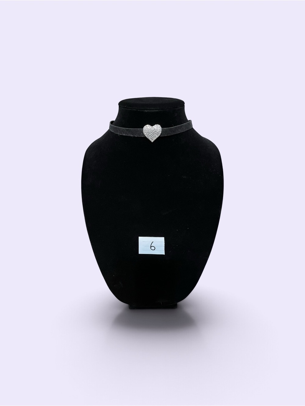 Silver Heart Charm Black Velvet Choker
